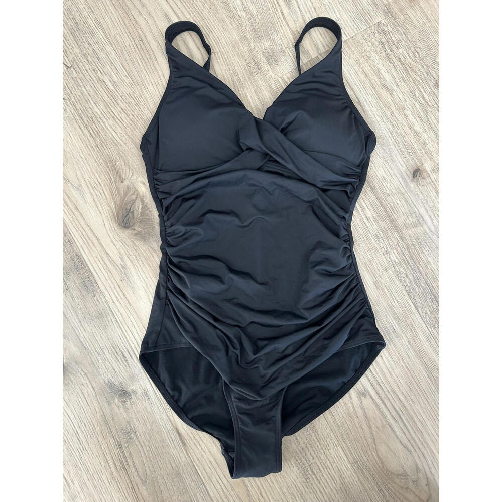 Sea Level Swim One Piece Swimsuit Womens 6 Black Cross Front Adjustable Straps